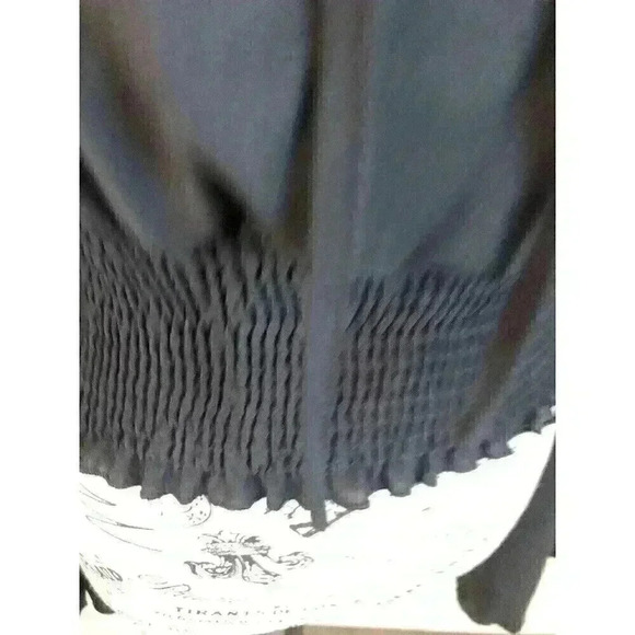 Rumwe Juniors Small Black Crop Top Elastic Bell Sleeves L/S - Picture 2 of 6